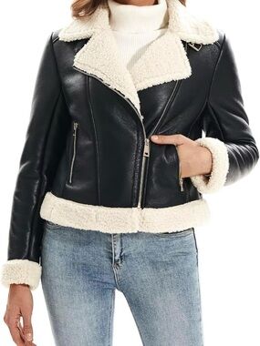 DIASHINY Women Faux
Shearing Fur Jacket
Sherpa Lined
Faux Leather Coat